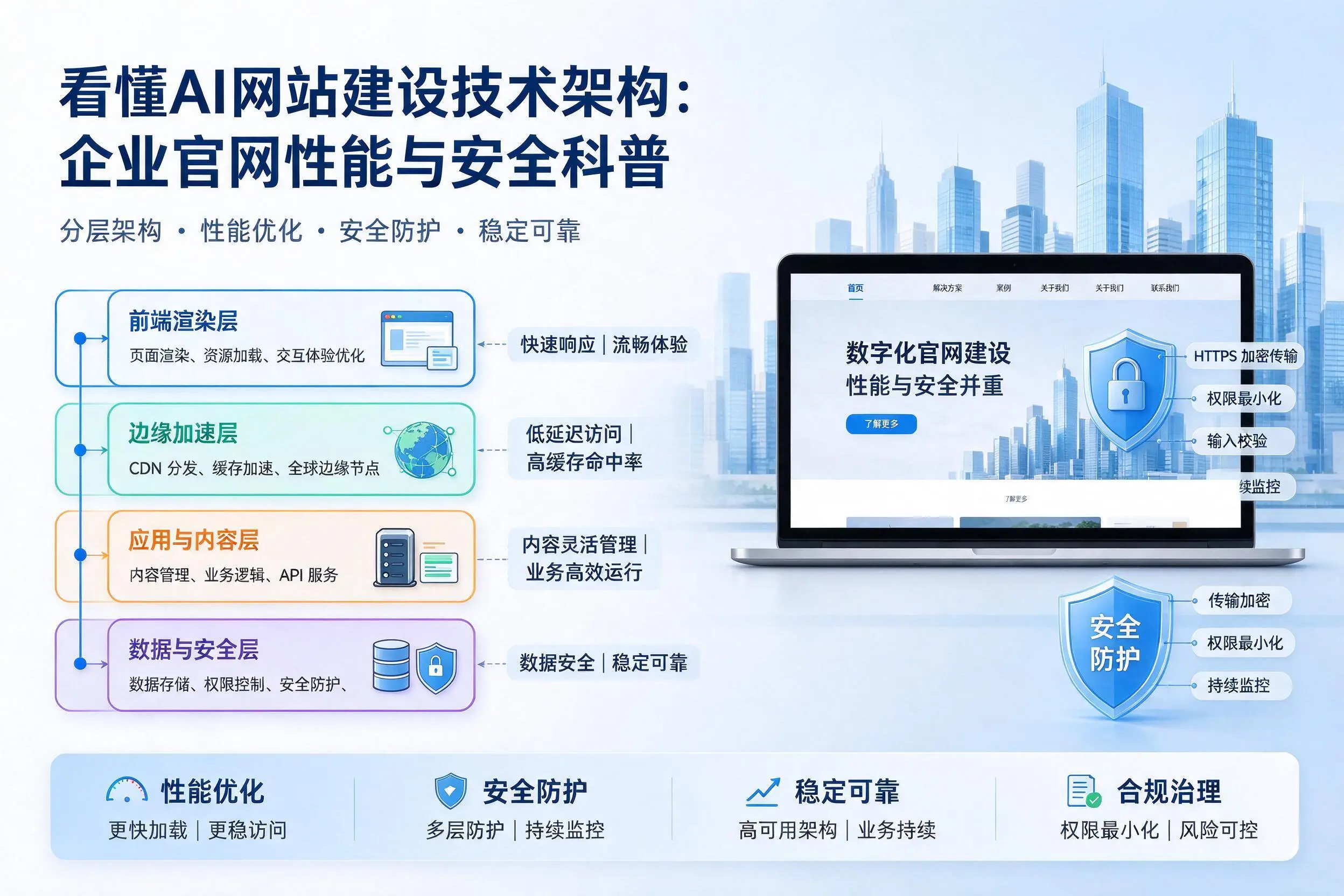 看懂AI网站建设技术架构：甘南企业官网性能与安全科普